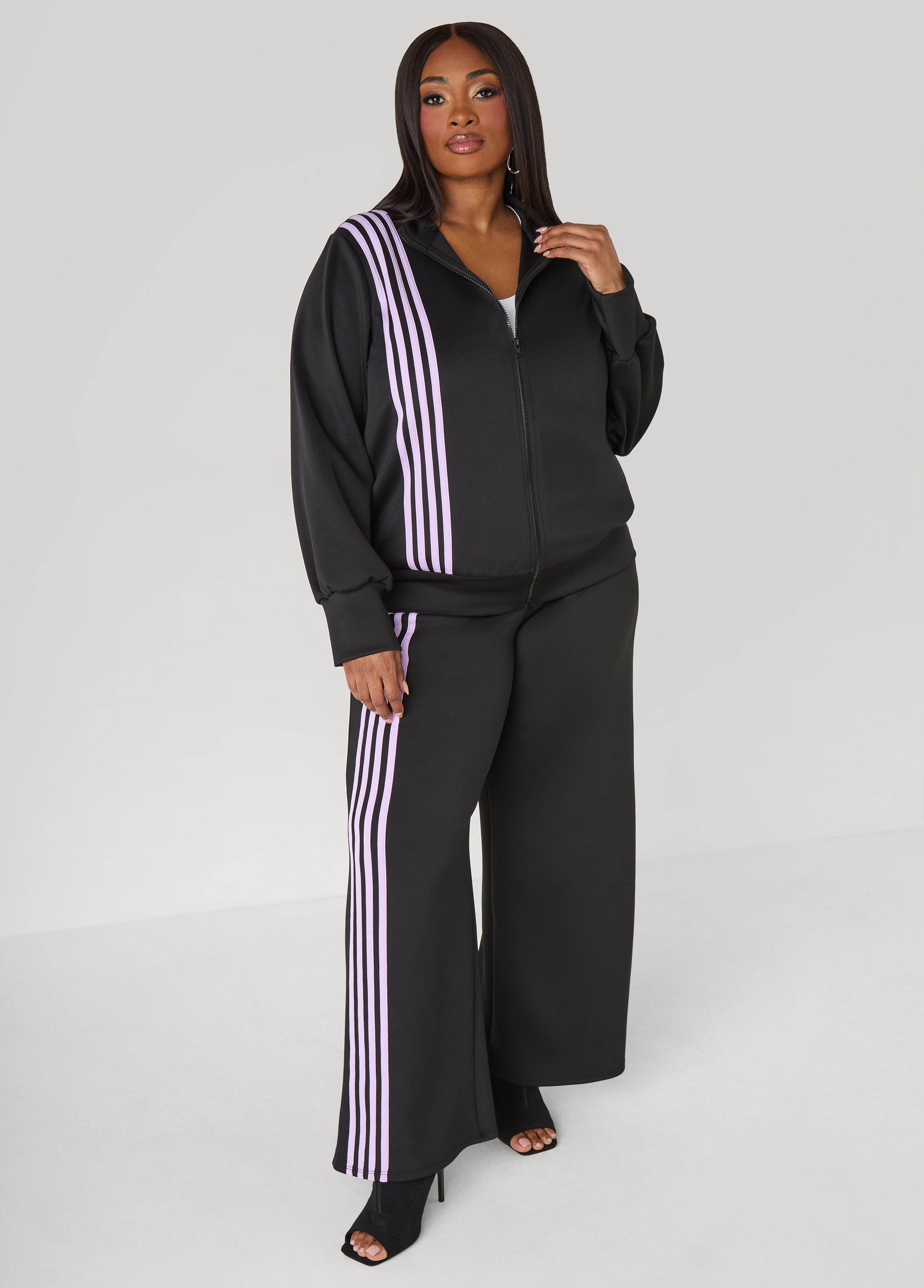 Striped Zip Front Track Jacket