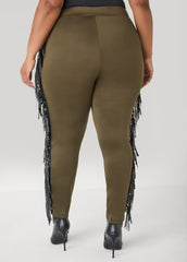 Studded Fringed Track Pants