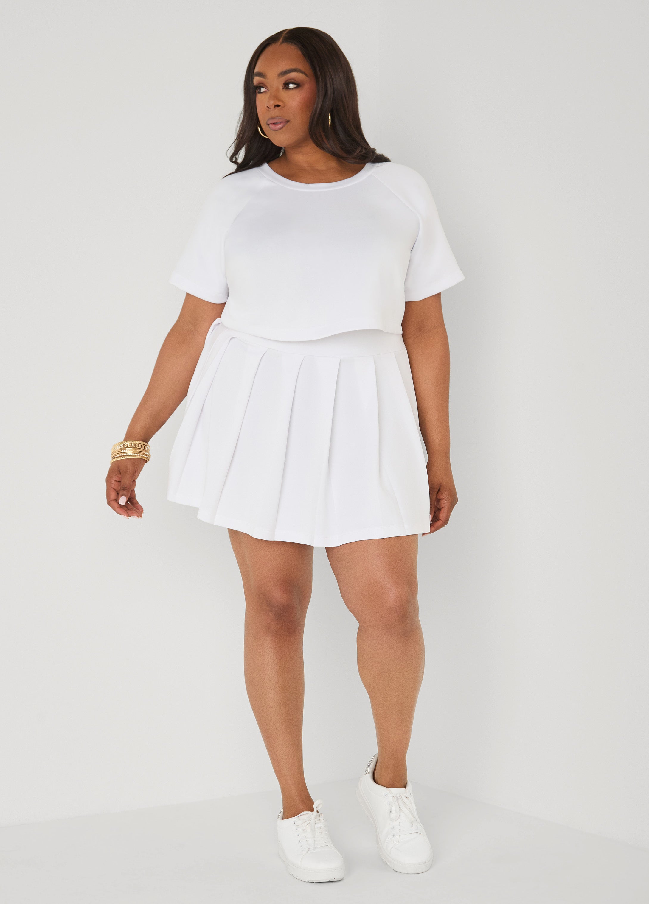 Pleated Athletic Knit Tennis Skirt