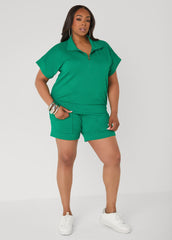 Zip Front Athletic Knit Pullover