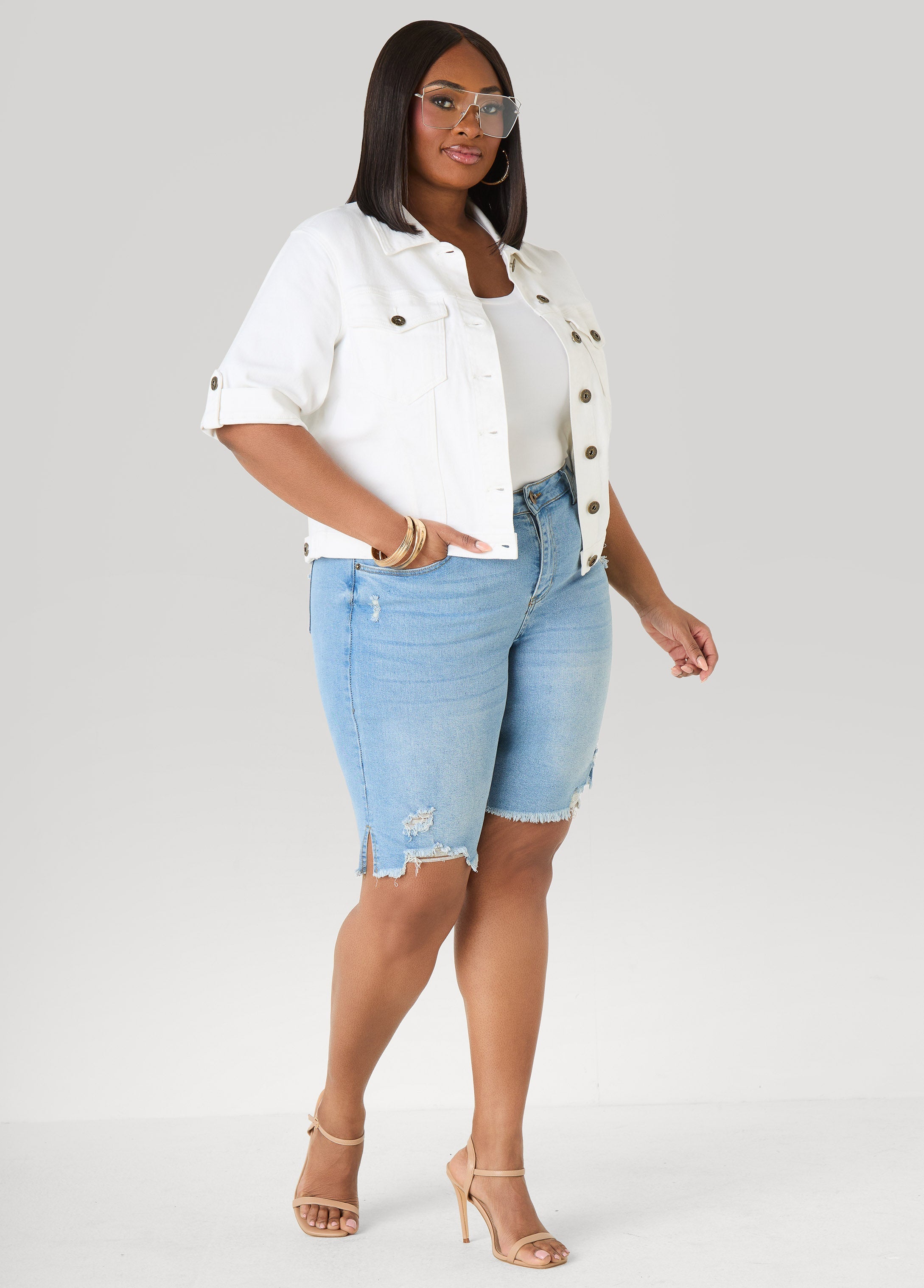 Distressed Denim Shorts