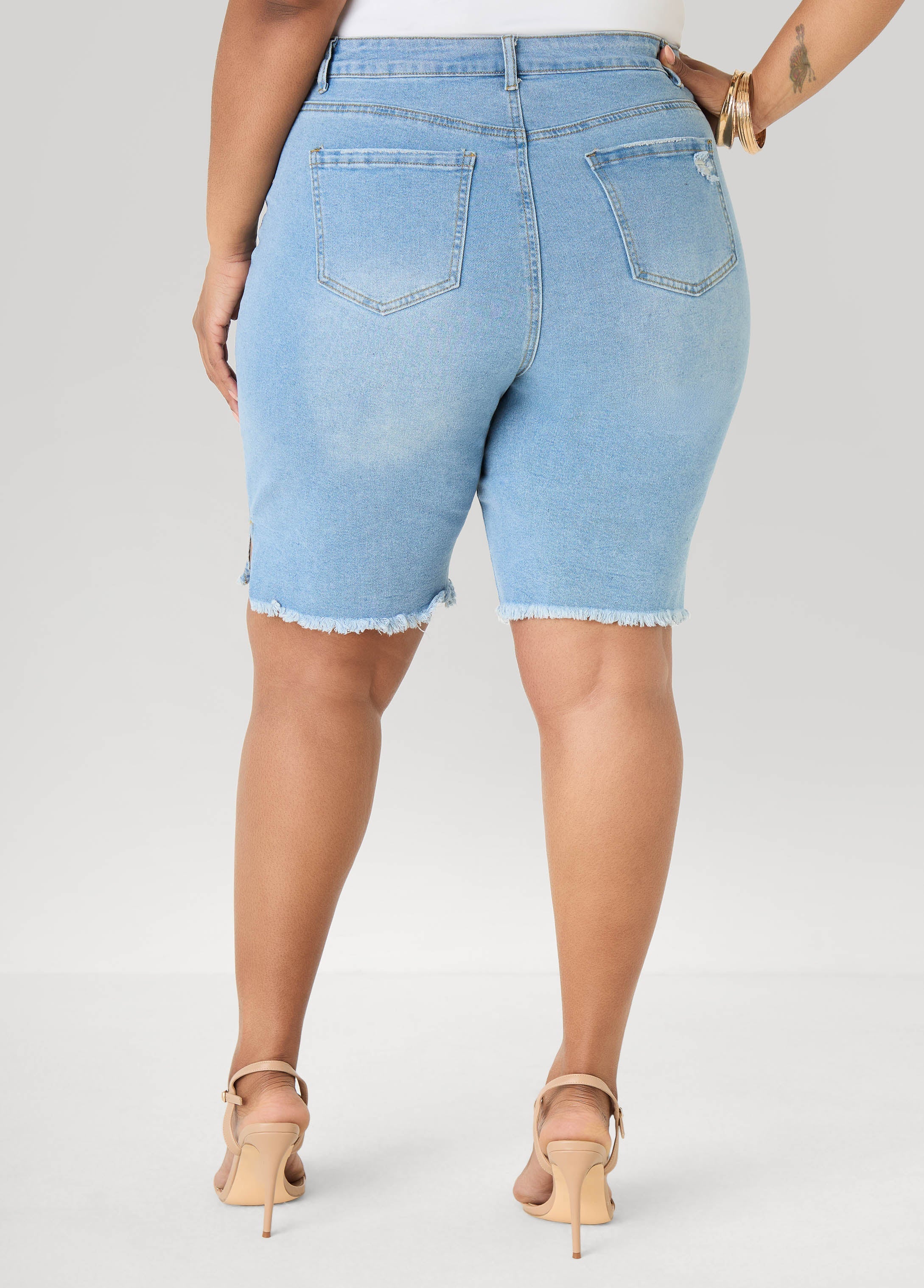 Distressed Denim Shorts