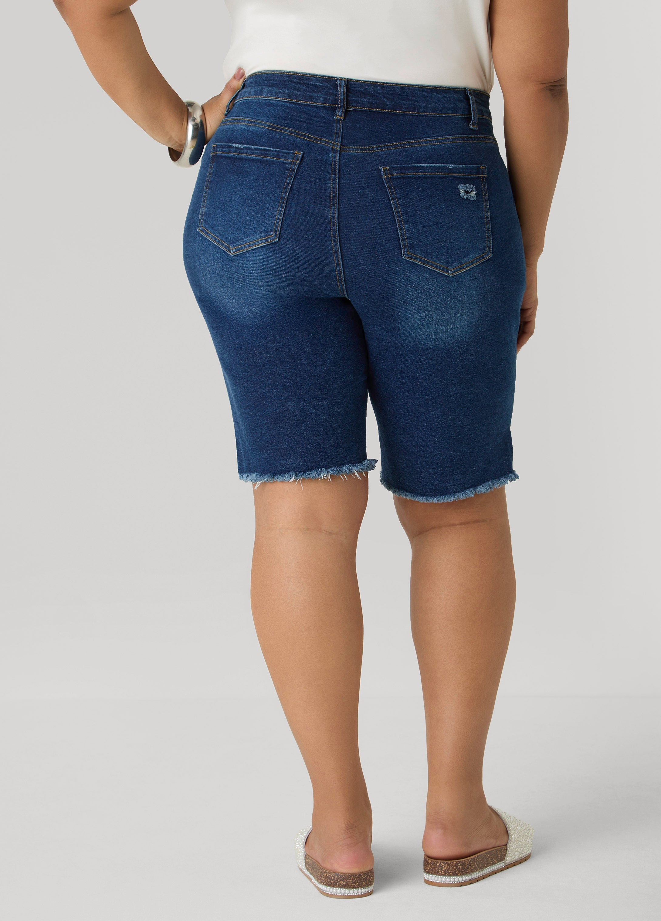 Distressed Denim Shorts