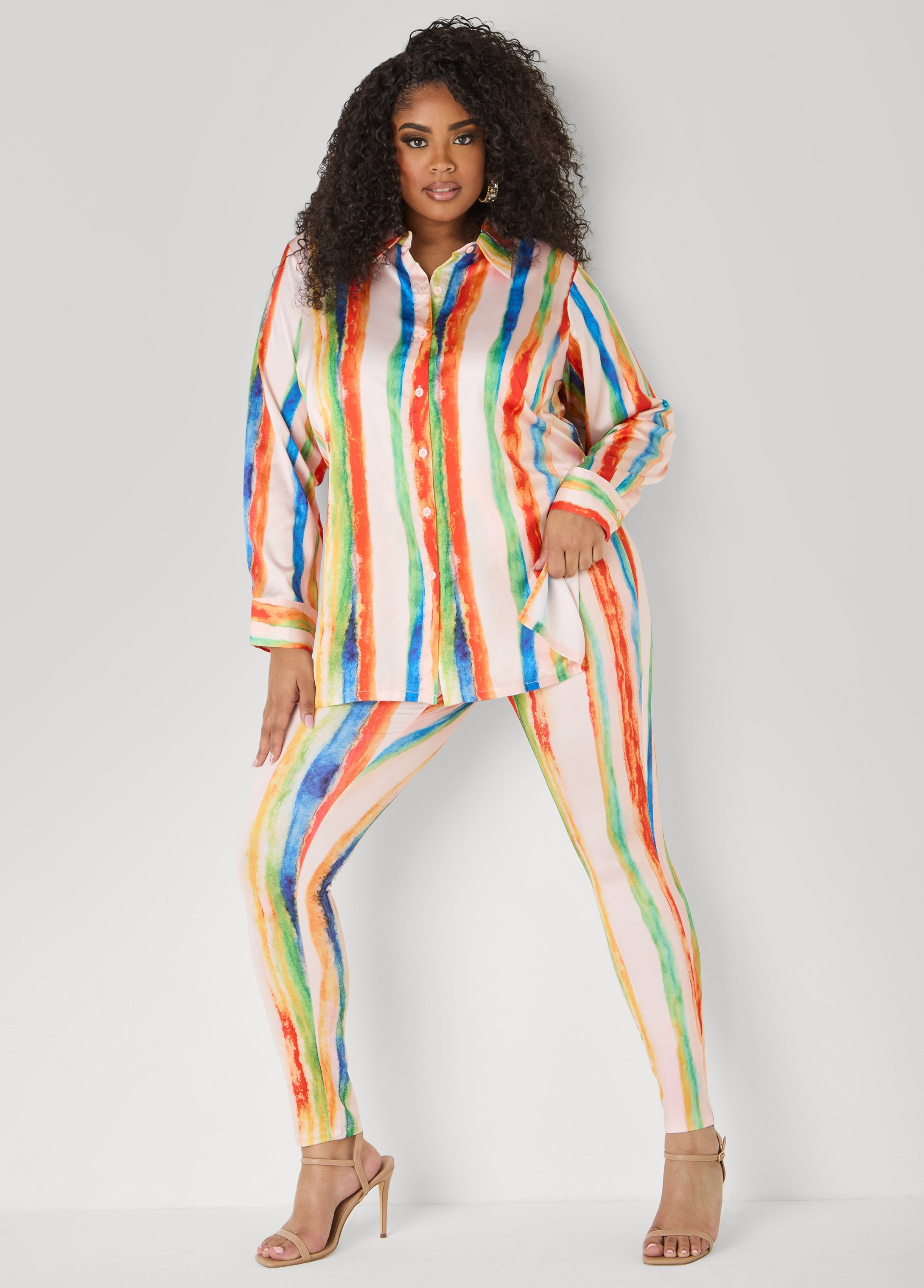 Brushstroke Striped Satin Shirt