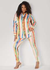 Brushstroke Striped Satin Shirt