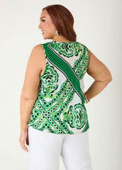 Scarf Print Cowl Neck Top