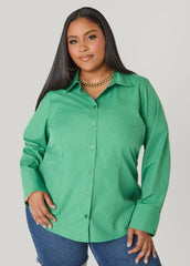 Collared Cotton Blend Shirt