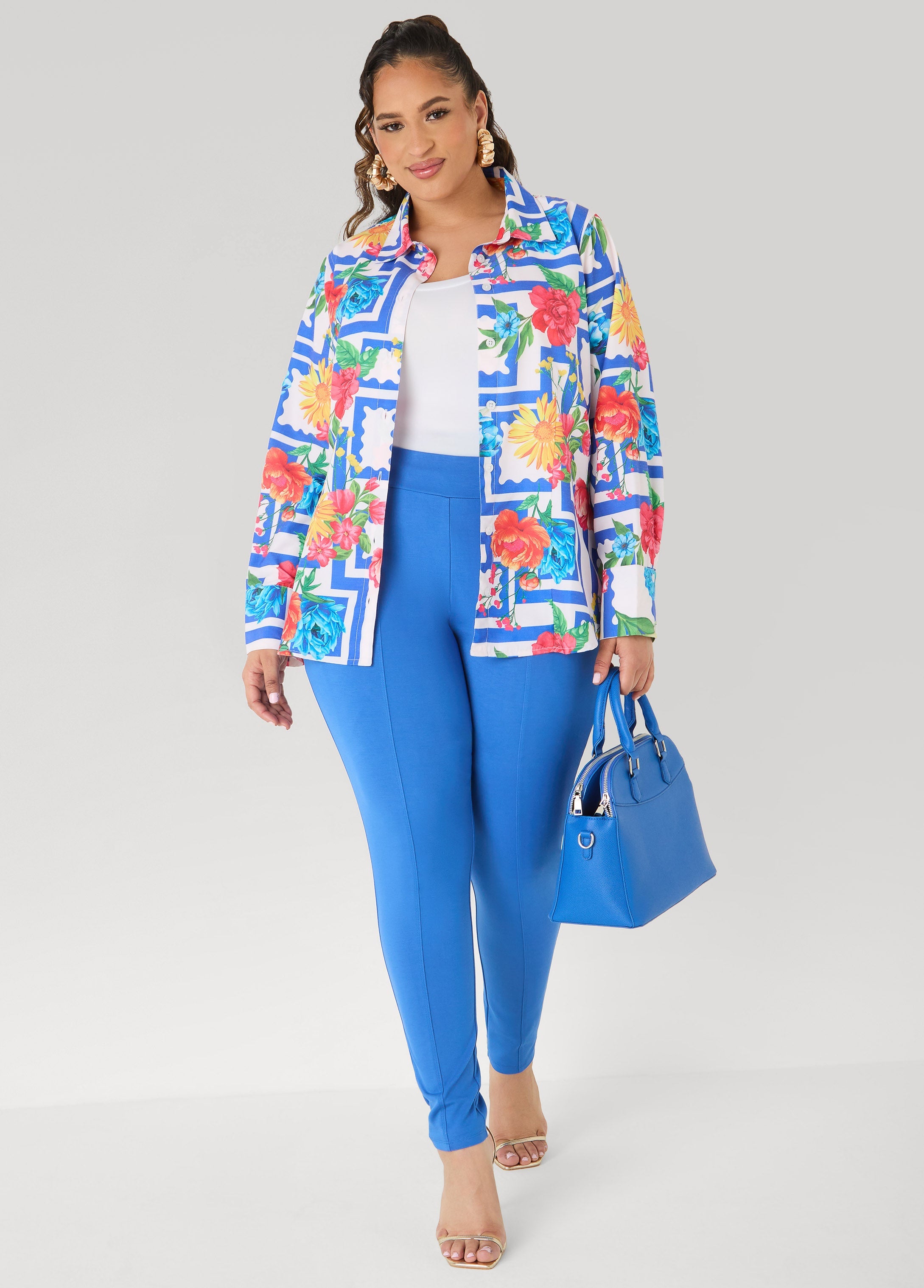 Floral Print Collared Shirt