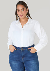 Cotton Blend Collared Shirt