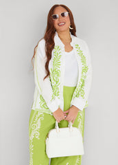 Leaf Print Linen Blend Shirt