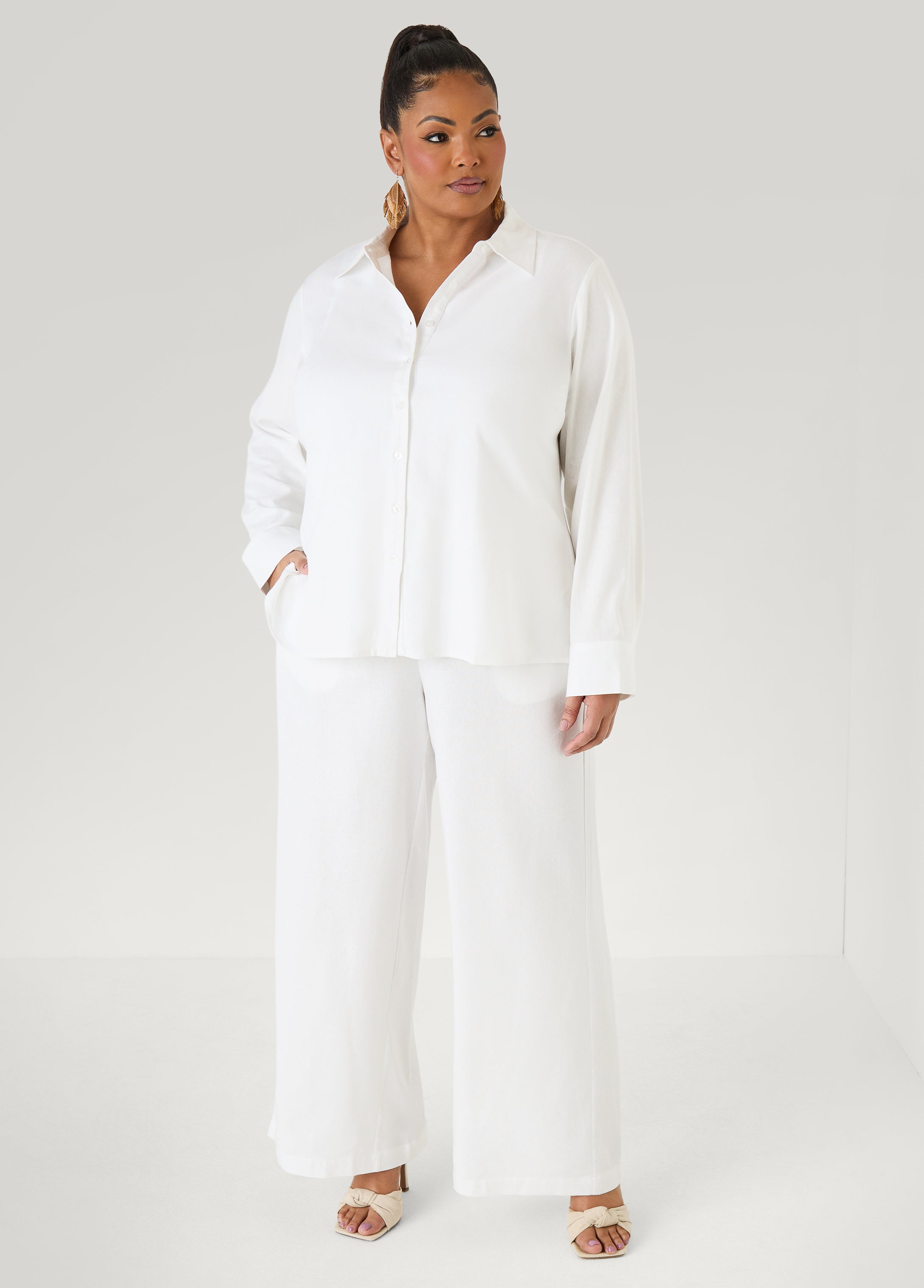 Long Sleeved Linen Blend Shirt
