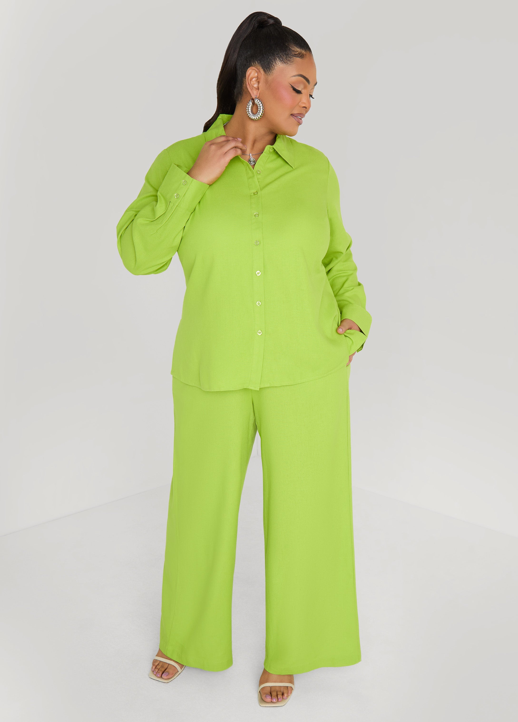 Long Sleeved Linen Blend Shirt