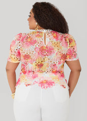 Floral Print Crochet Lace Top