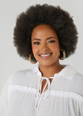 Ruffle Trimmed Gauze Blouse