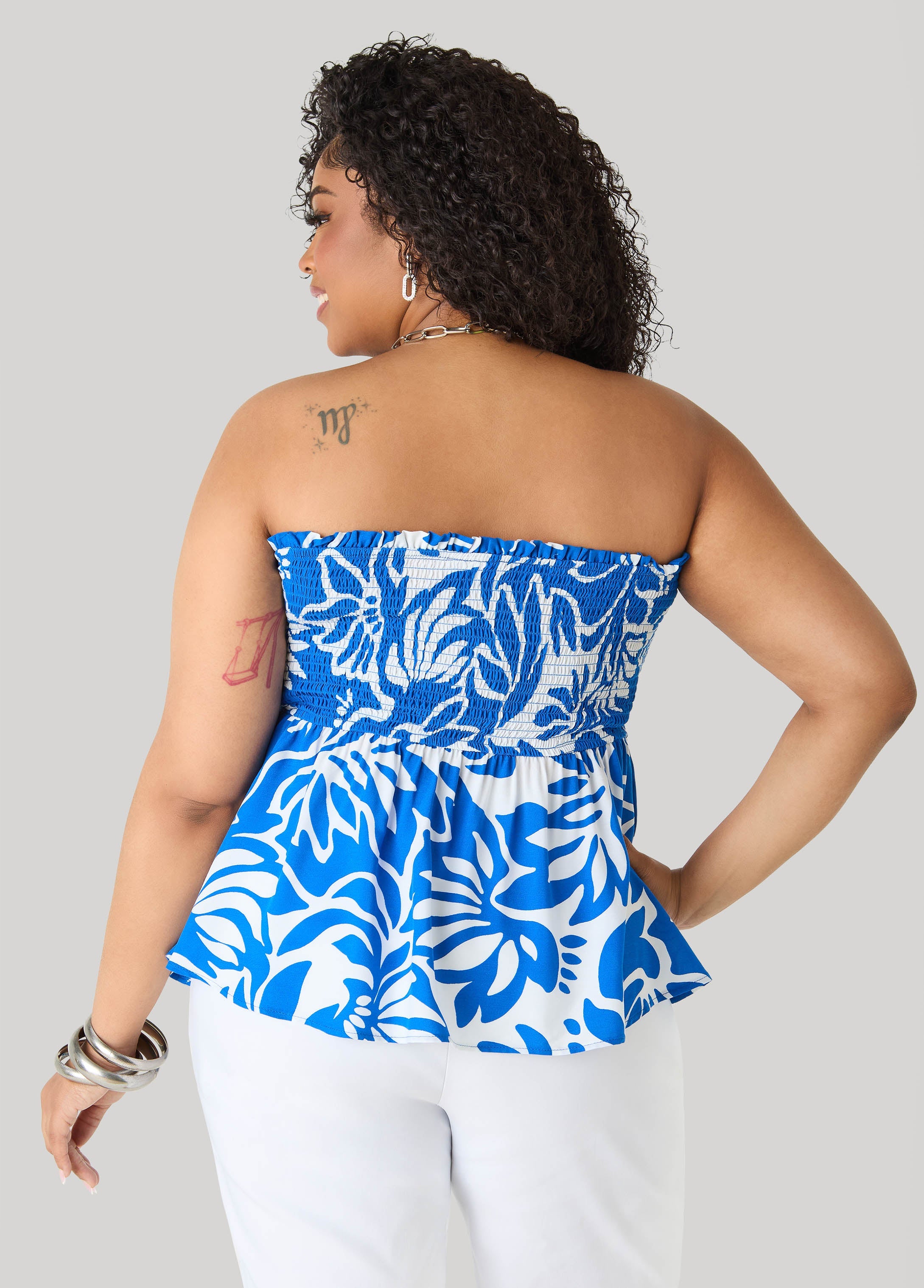 Printed Strapless Handkerchief Top