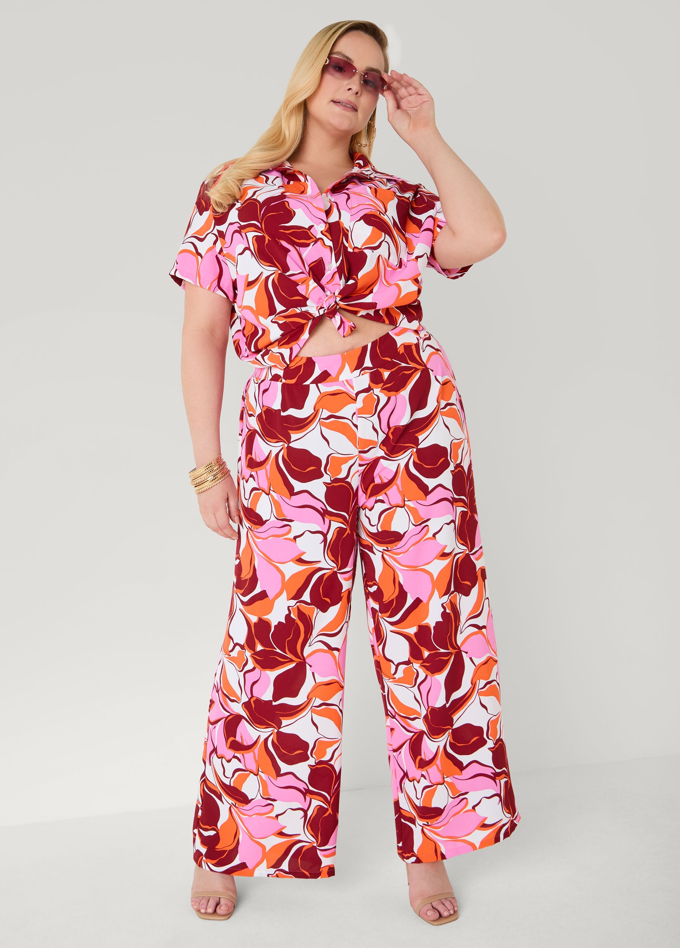 Printed Boxy Cropped Shirt