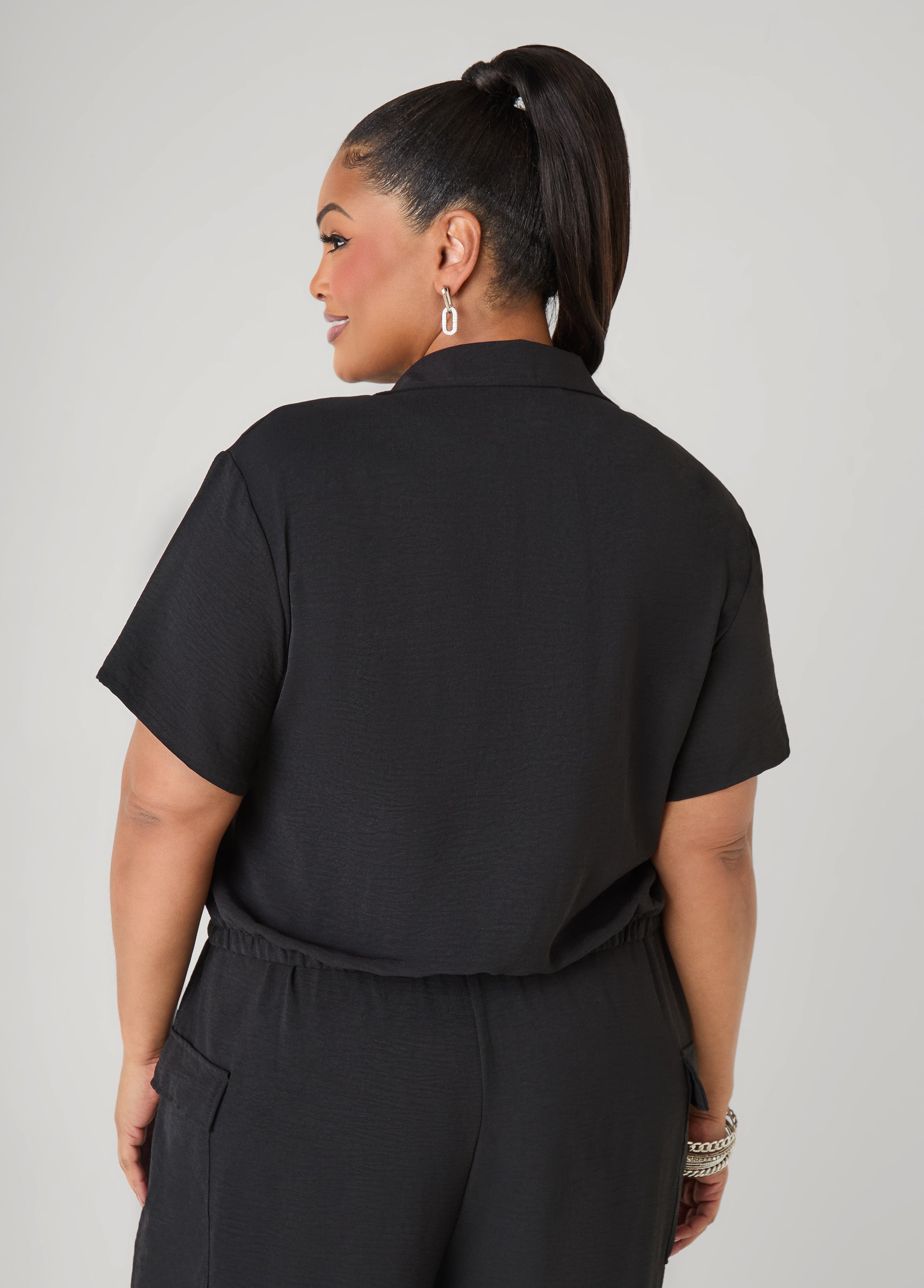 Drawstring Cropped Shirt