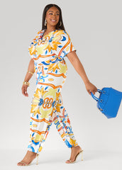 Floral Satin Wide Leg Pants