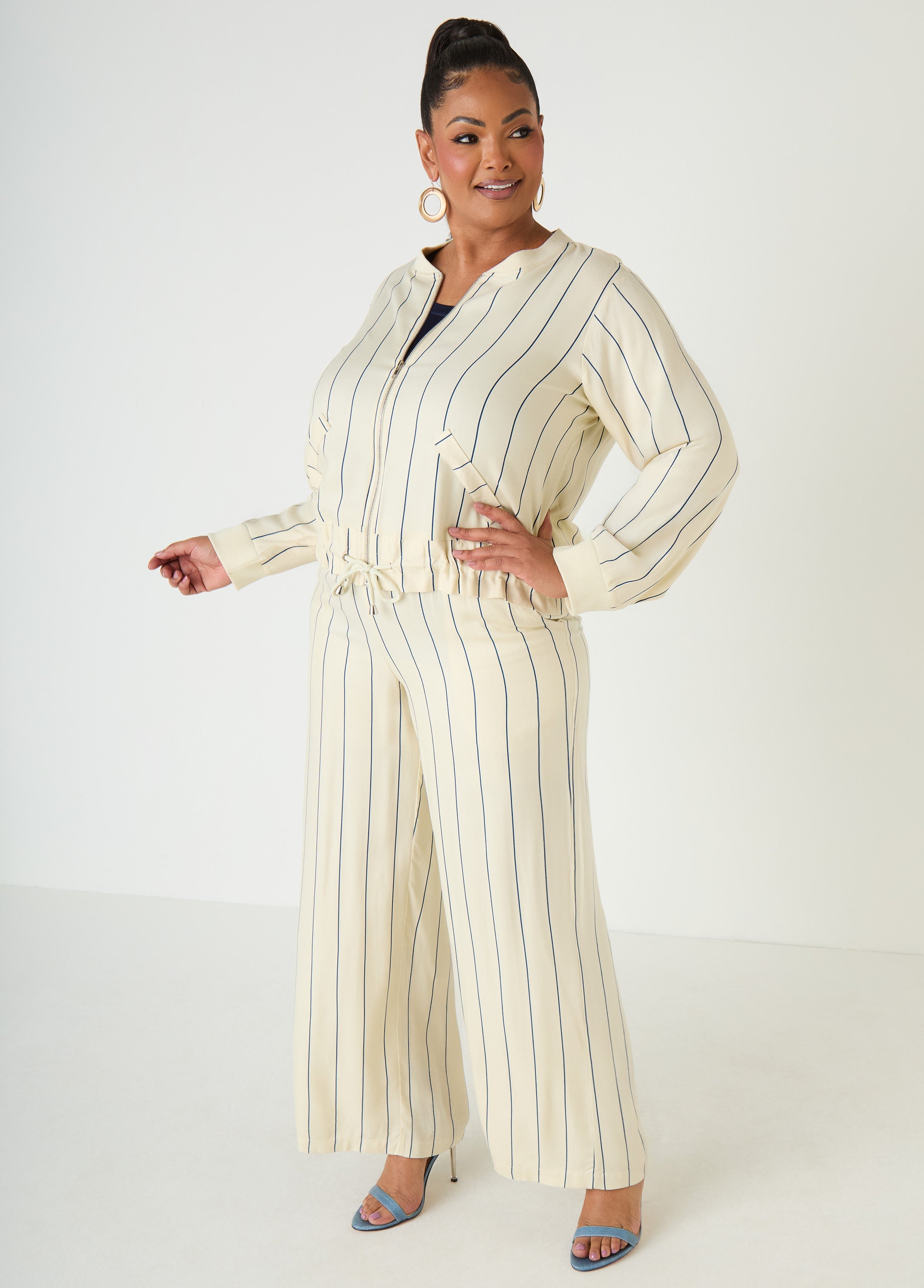 Pinstriped Pull On Pants