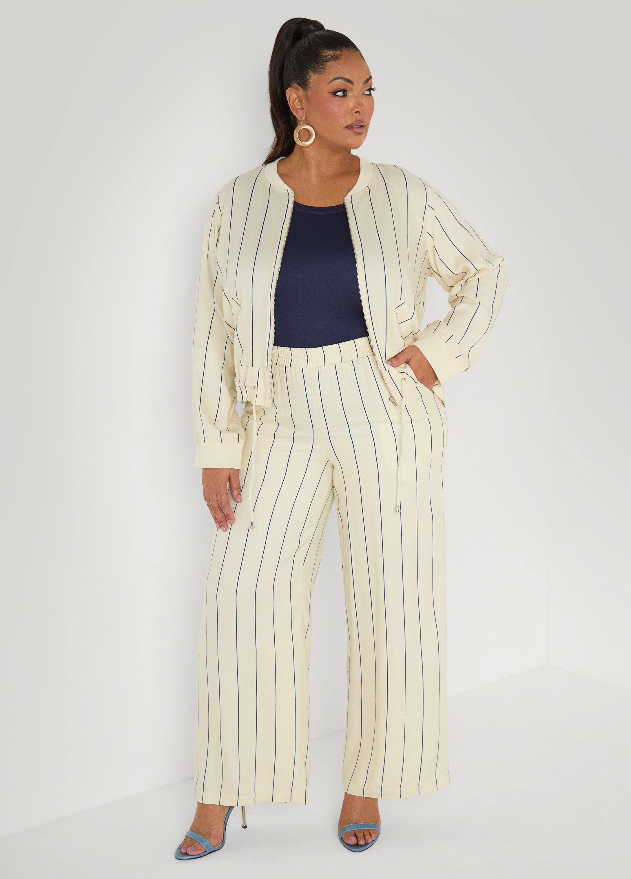 Pinstriped Pull On Pants