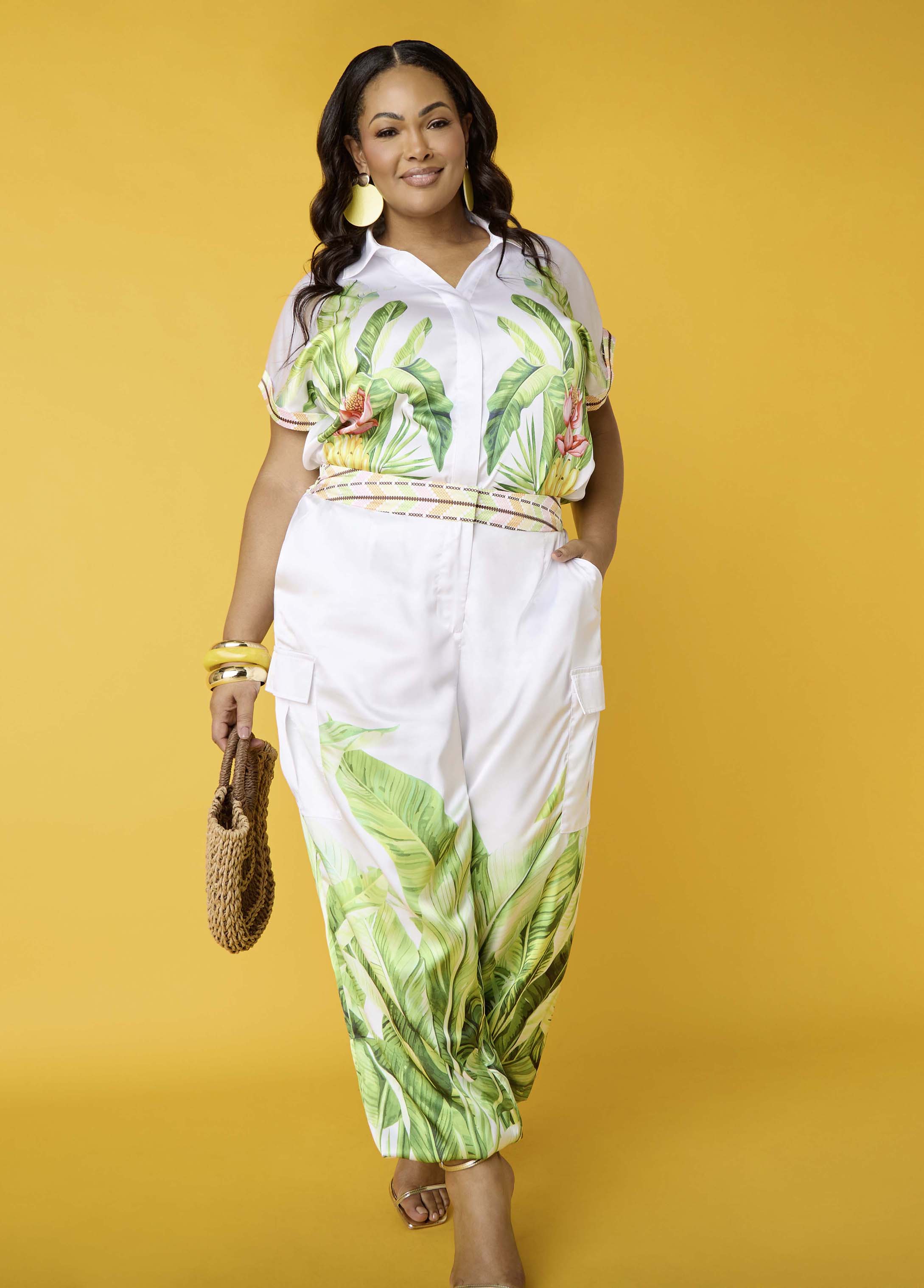 Palm Print Balloon Pants