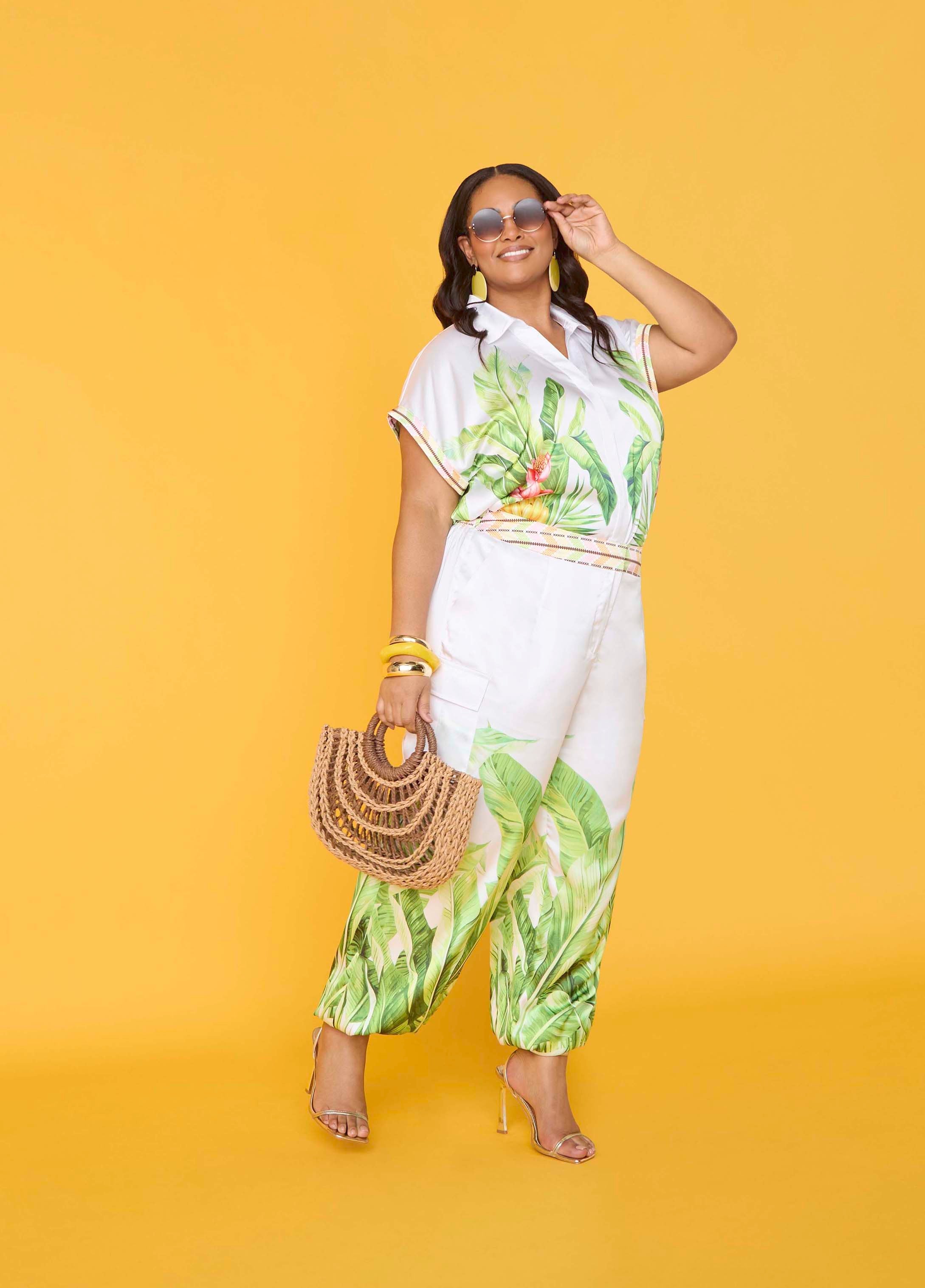 Palm Print Balloon Pants