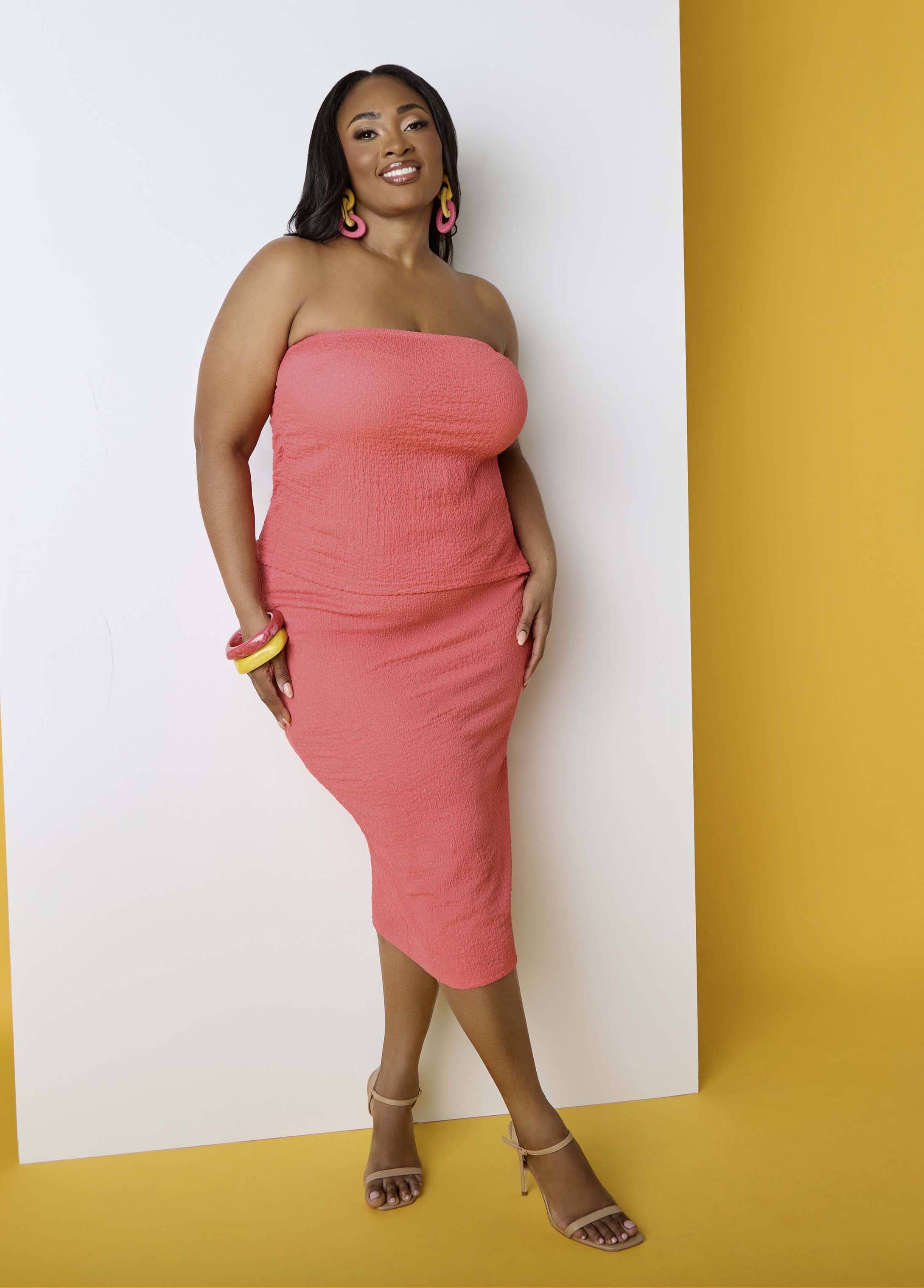Textured Midi Pencil Skirt