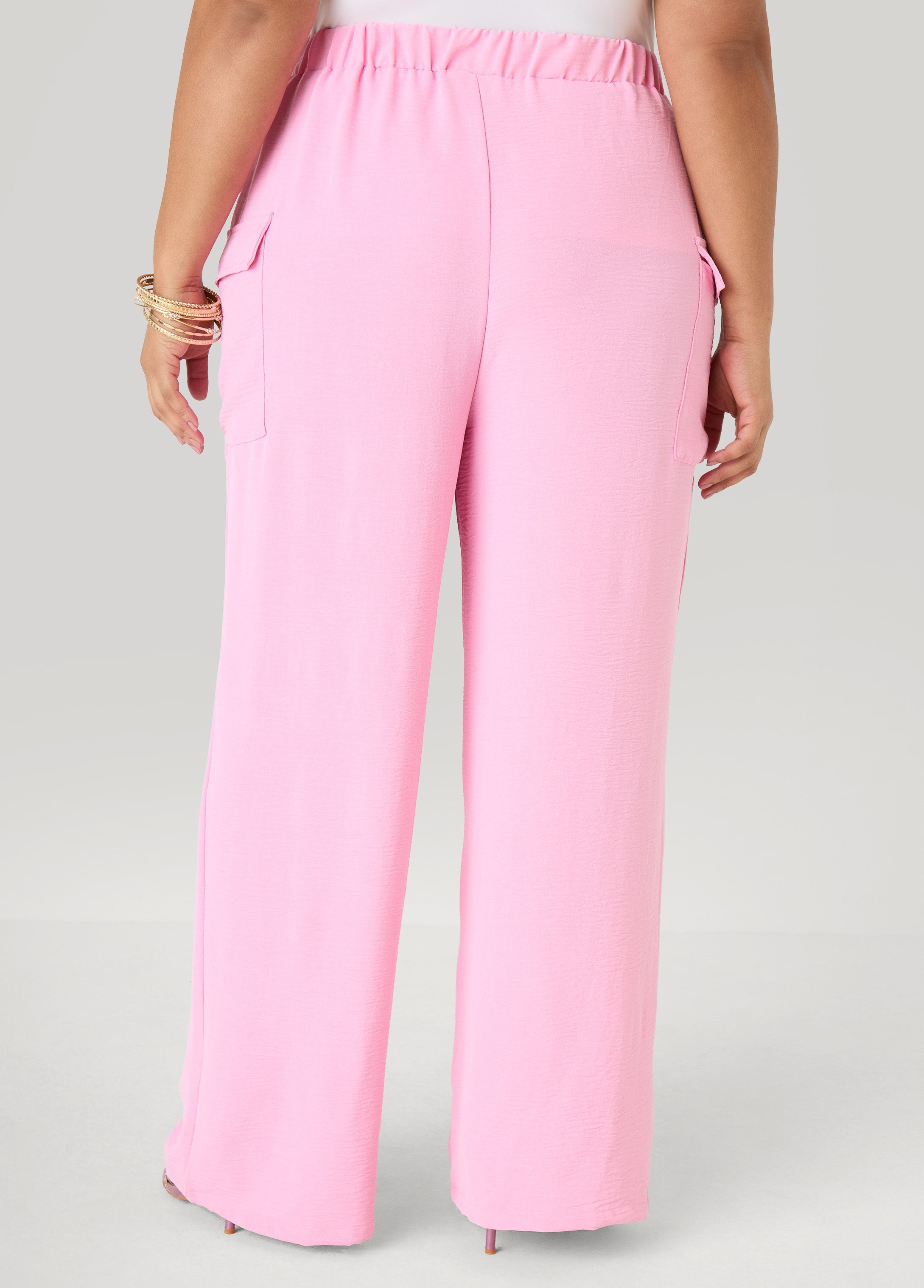 Textured Wide Leg Cargo Pants