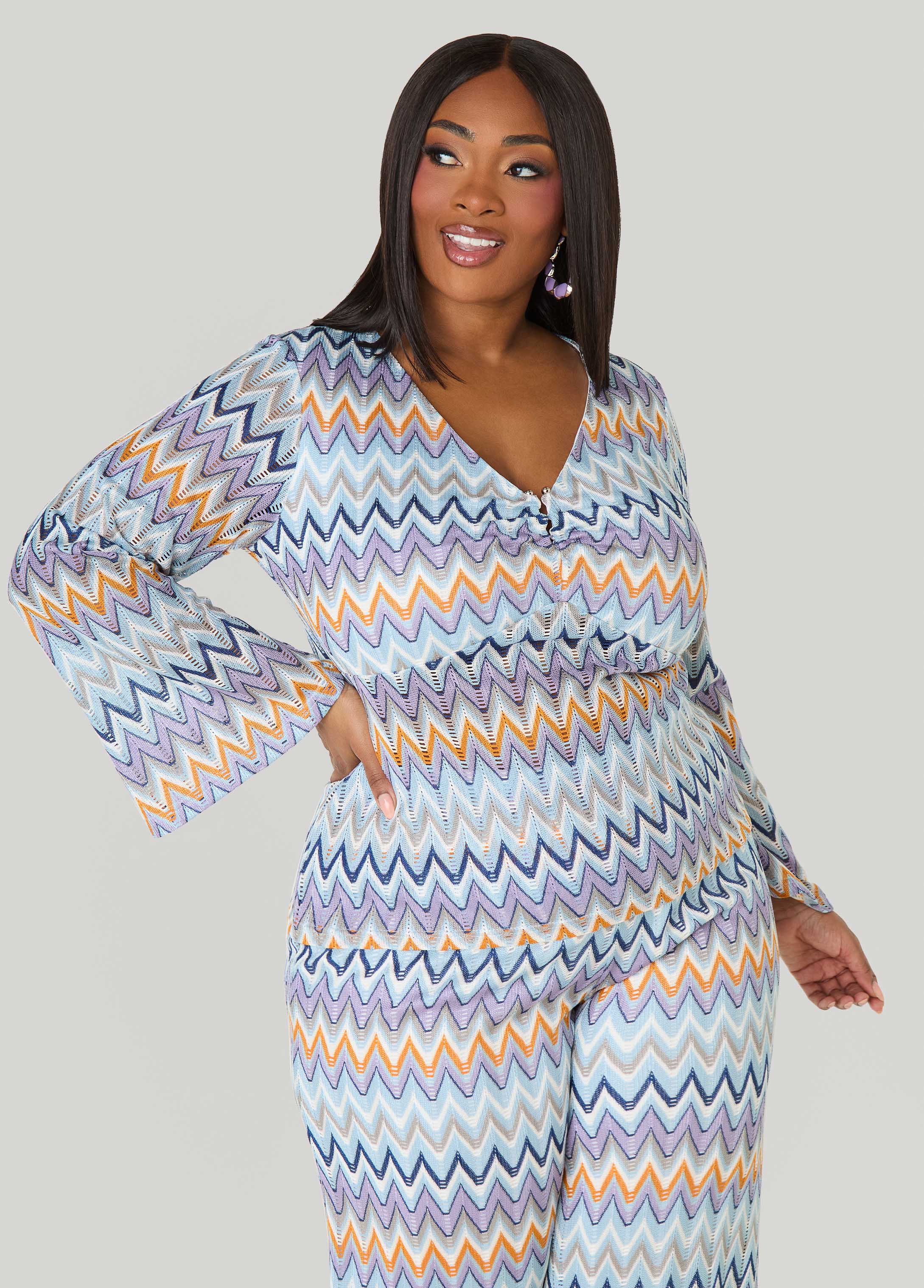 U Ring Chevron Knit Top