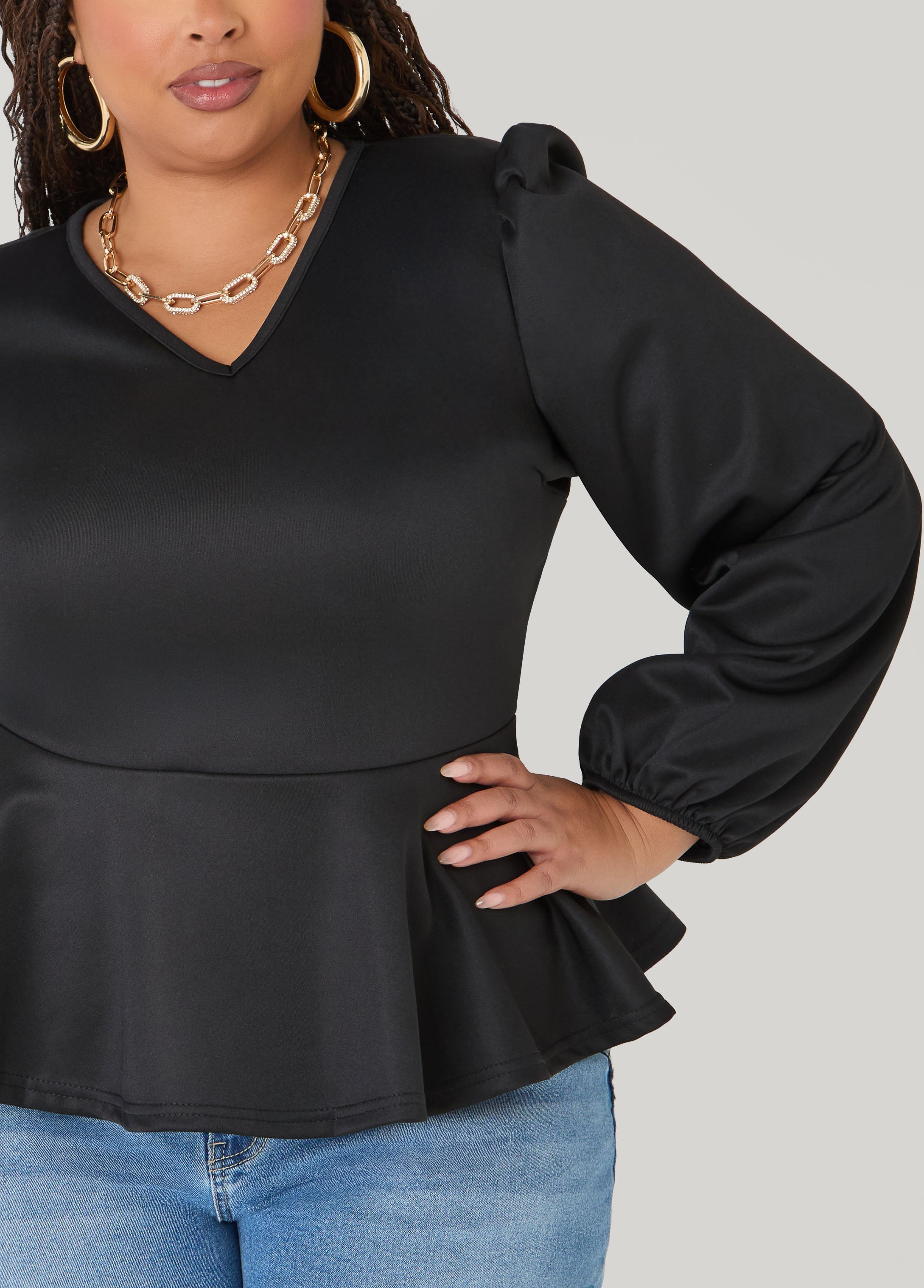 Puff Sleeved Peplum Top