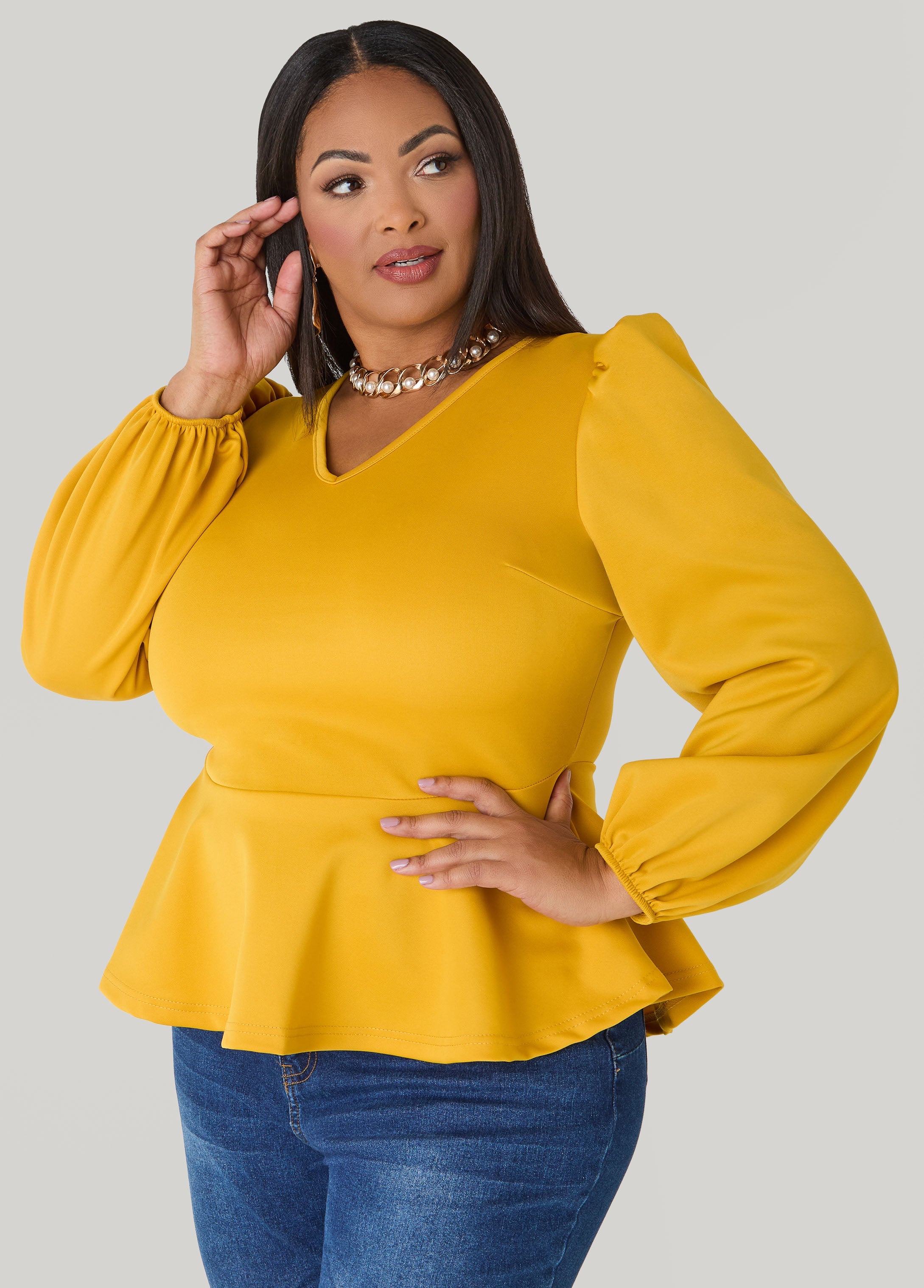 Puff Sleeved Peplum Top