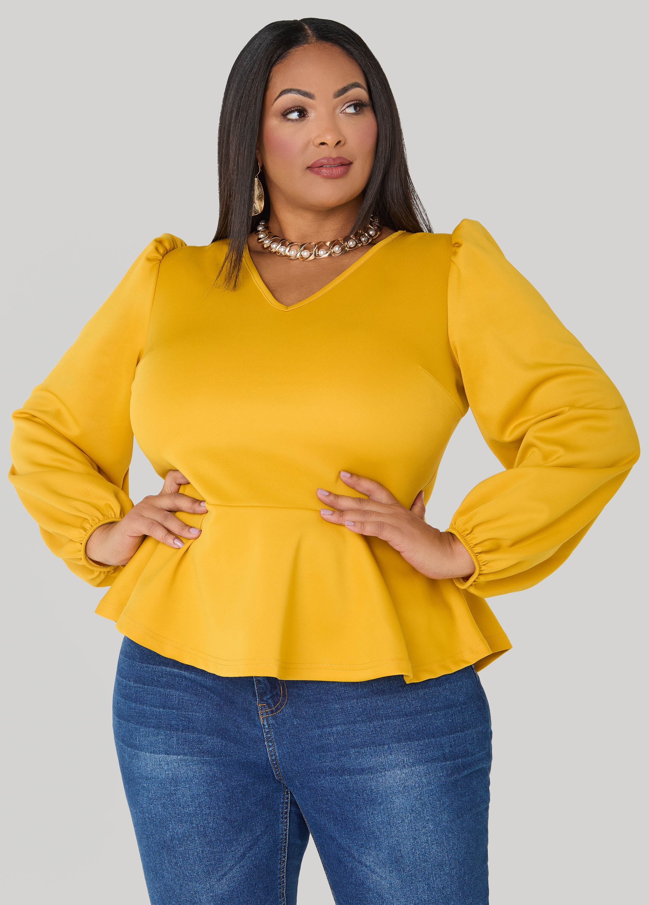 Puff Sleeved Peplum Top