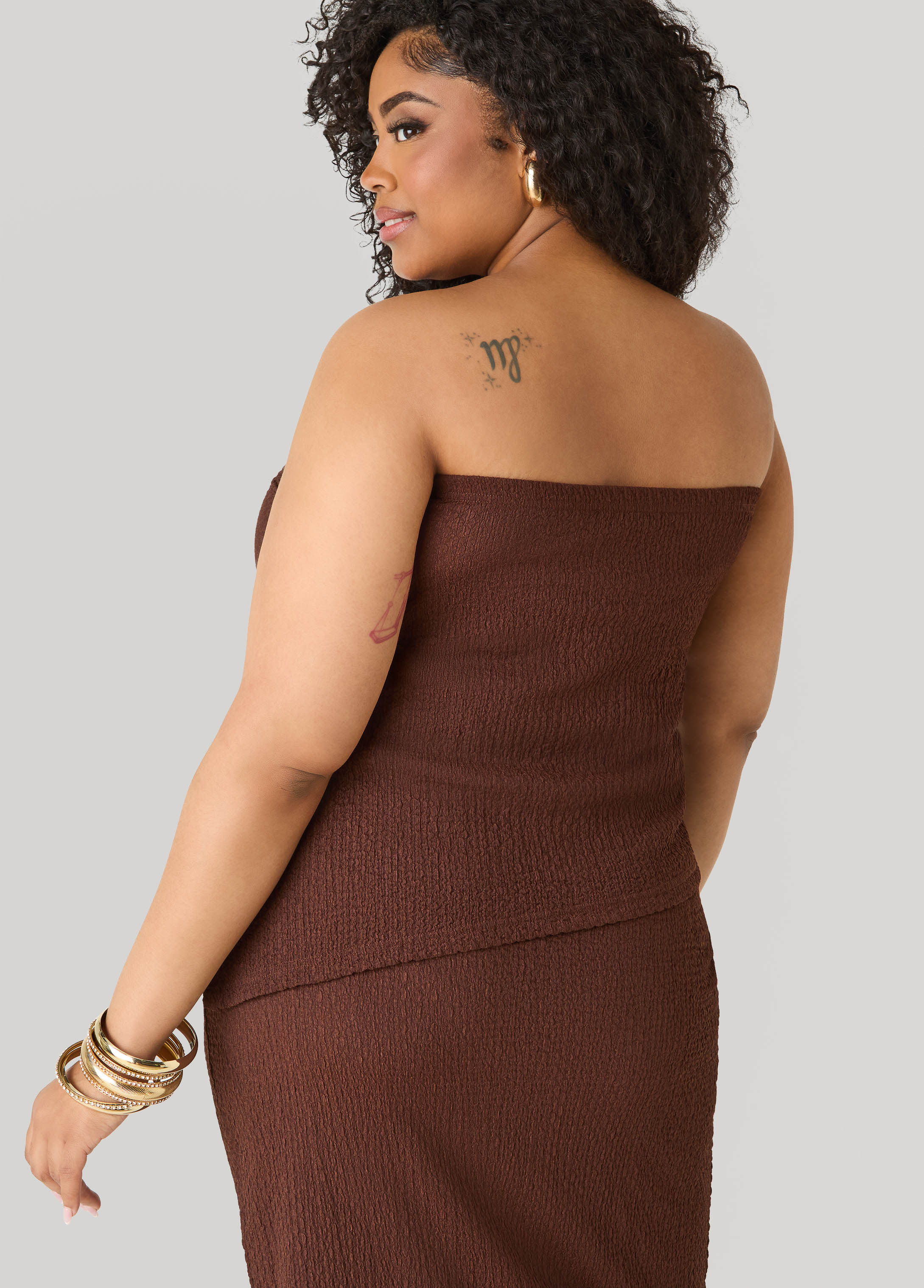 Textured Asymmetric Tube Top