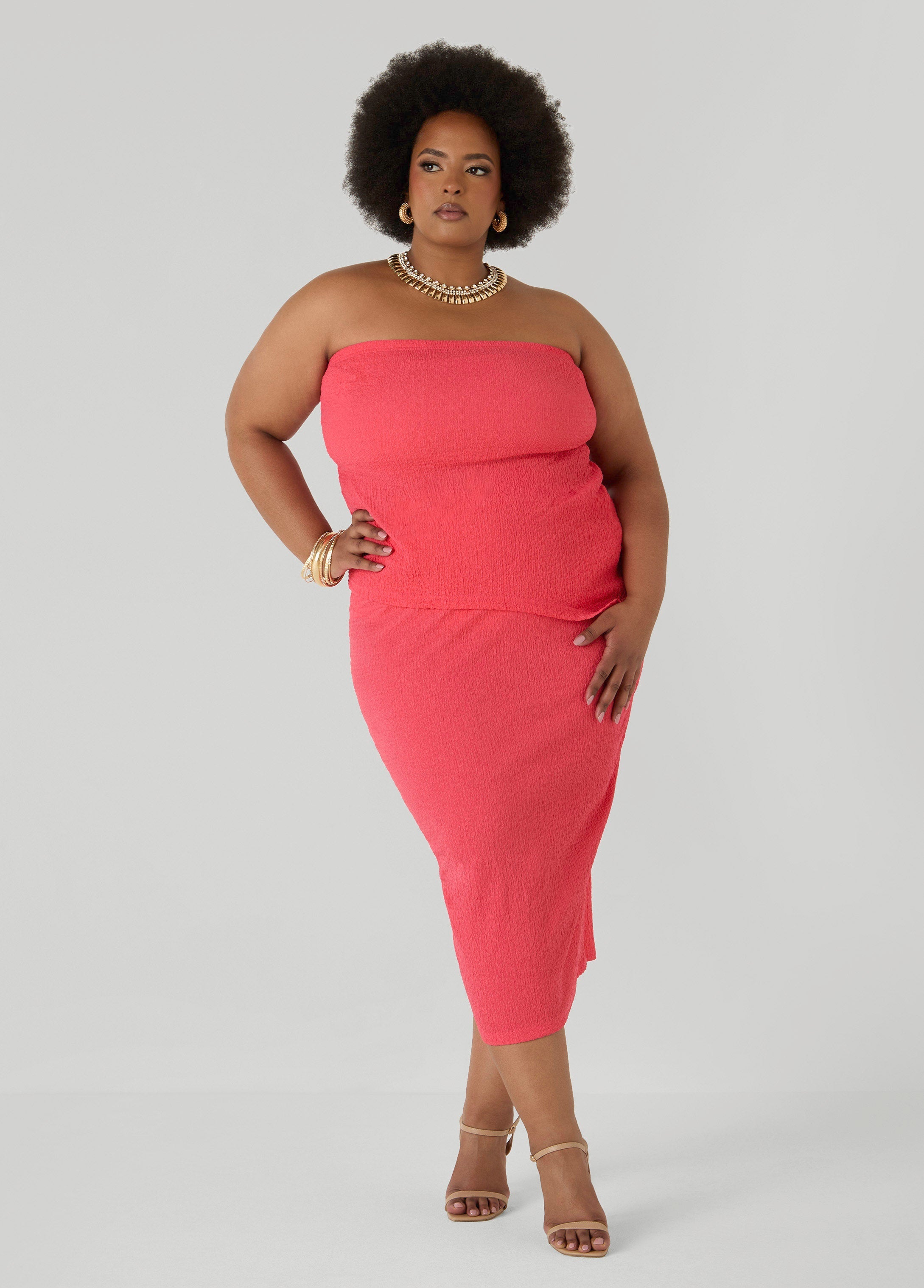 Textured Asymmetric Tube Top