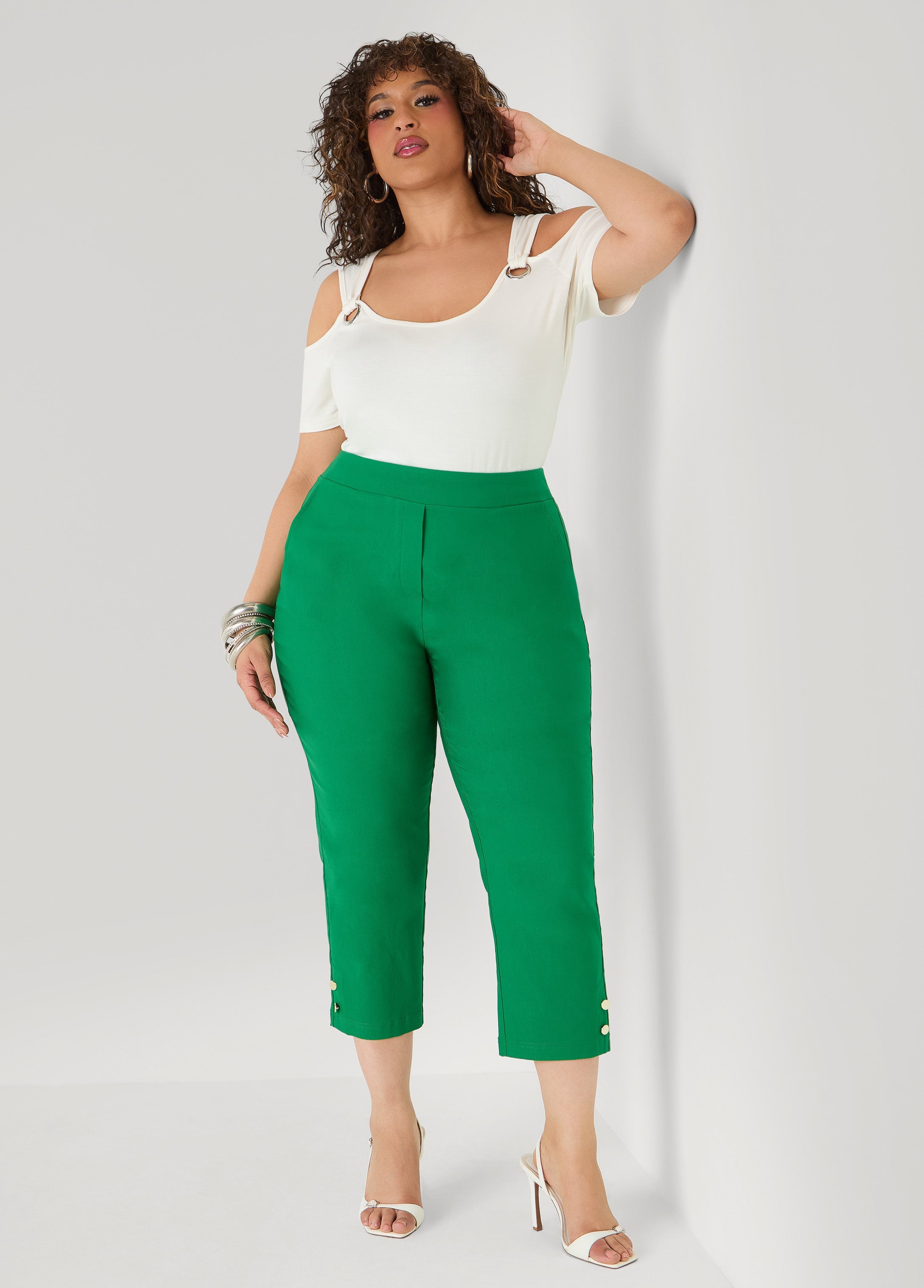 Grommet Cold Shoulder Top
