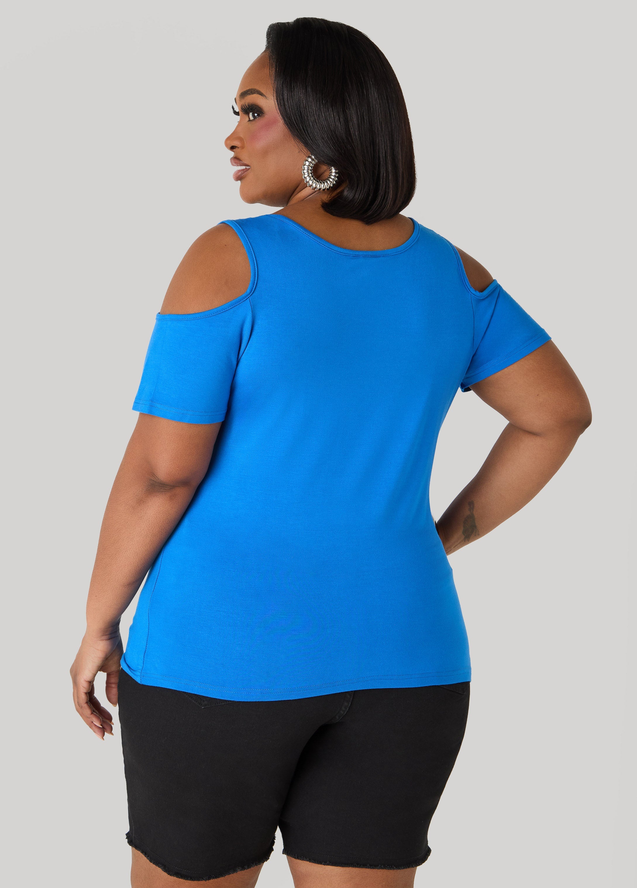 Grommet Cold Shoulder Top