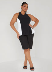 Two Tone Peplum Halter Top