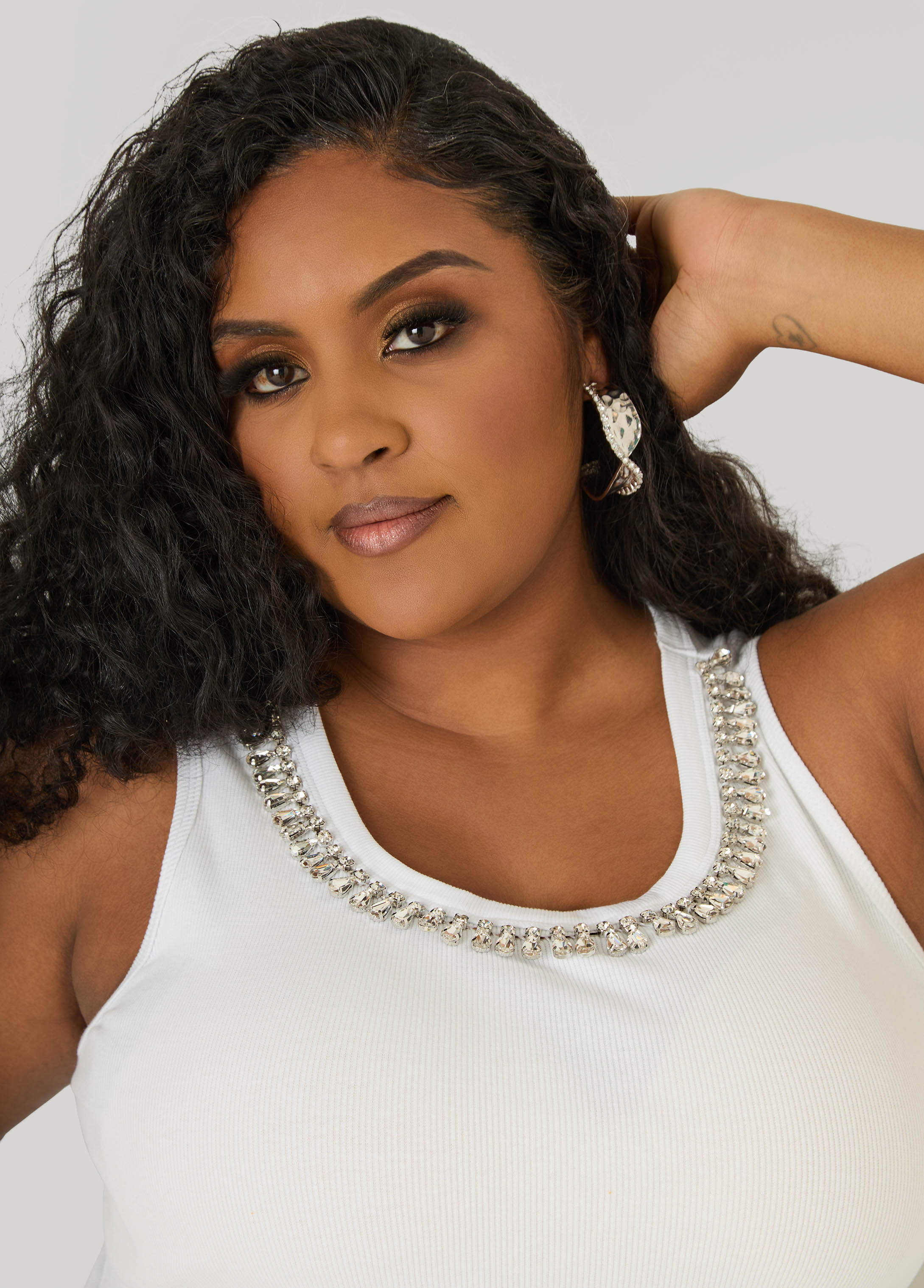 Crystal Ribbed Tank Top