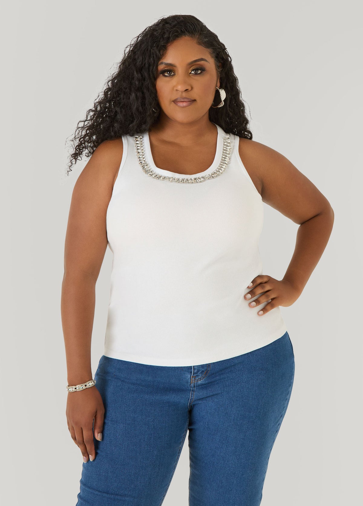 Crystal Ribbed Tank Top