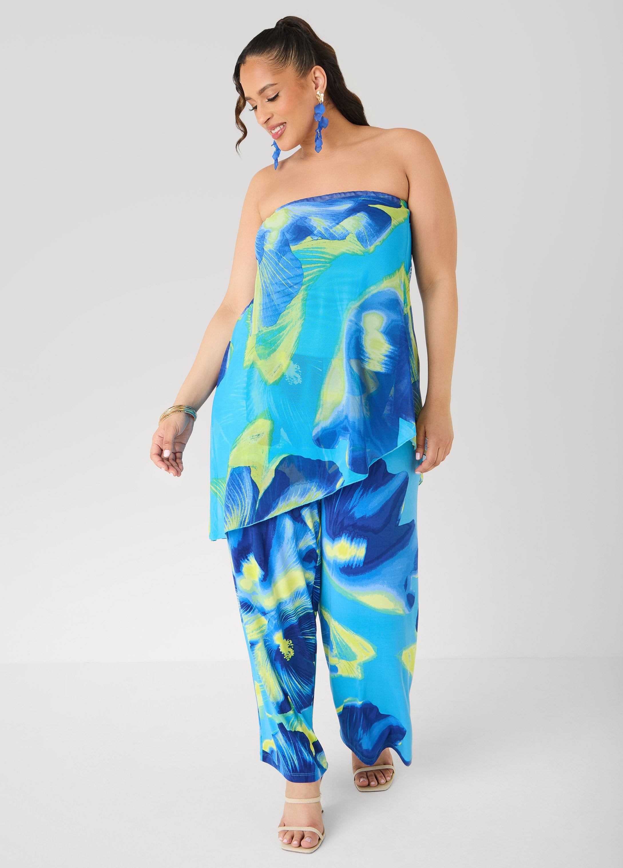 Tropical Asymmetric Mesh Tube Top