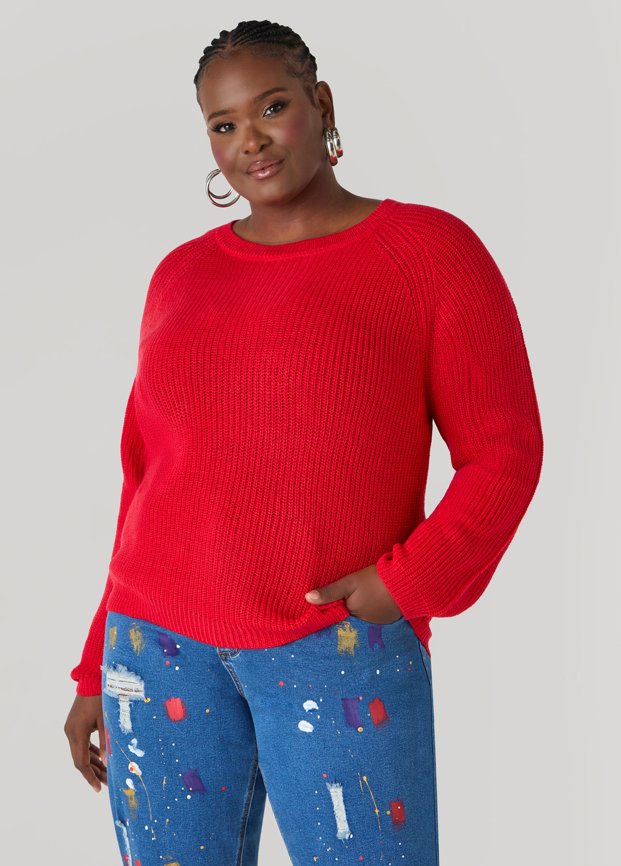 Ribbed Raglan Sweater