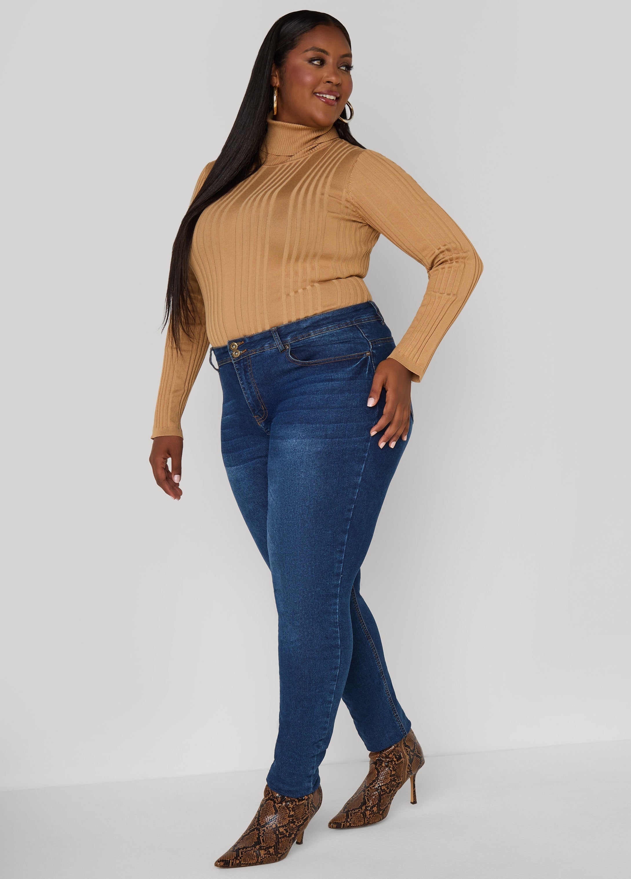 Turtleneck Ribbed Knit Sweater
