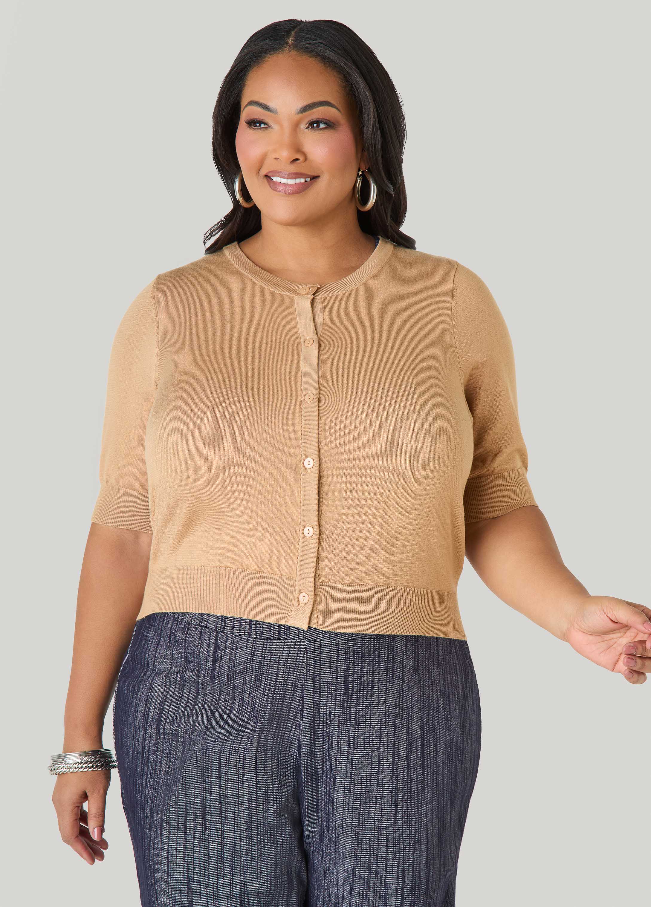 Cropped Knit Cardigan