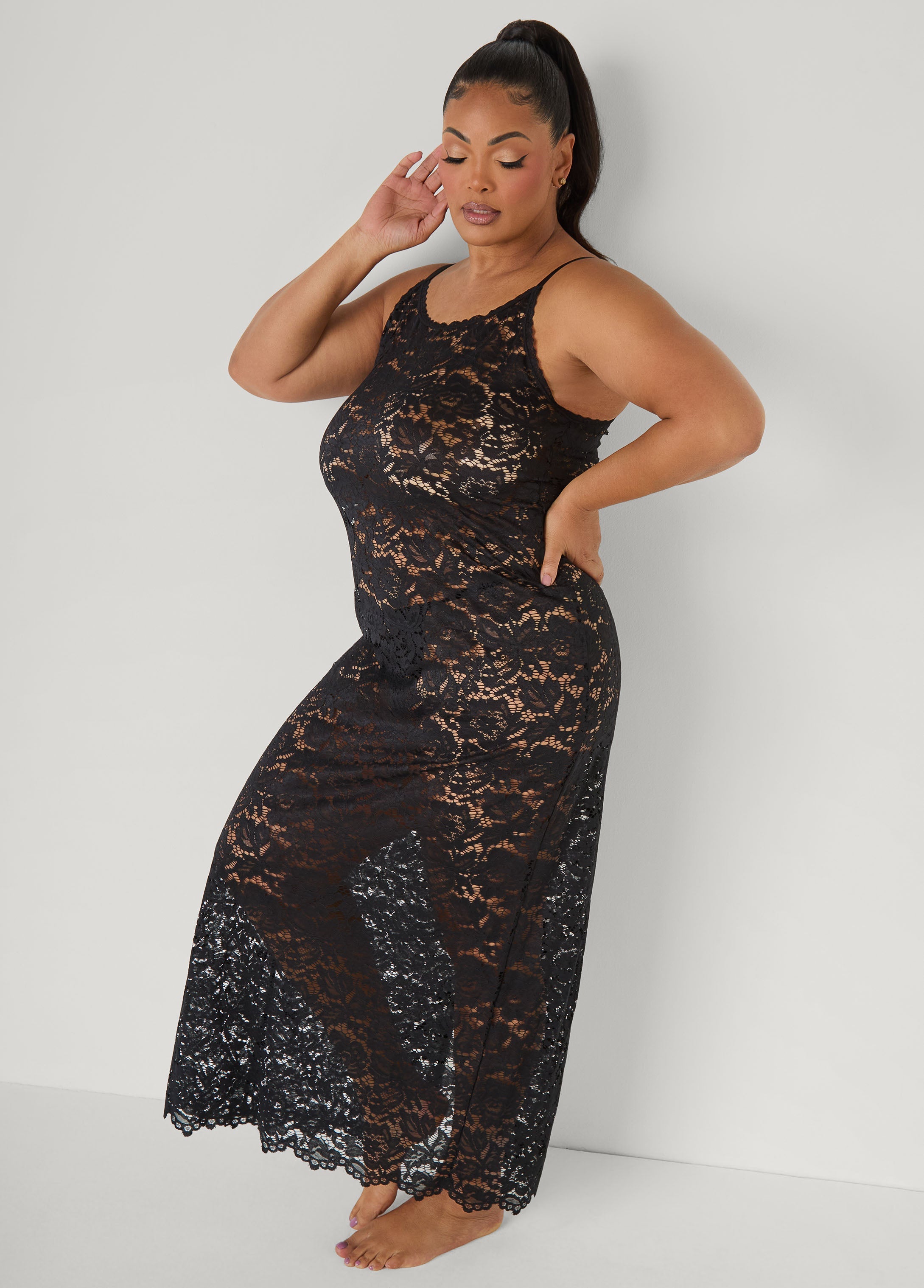 Floral Lace Lingerie Gown