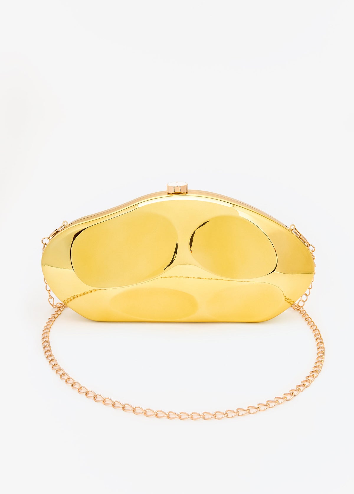 Metallic Hammered Bean Clutch