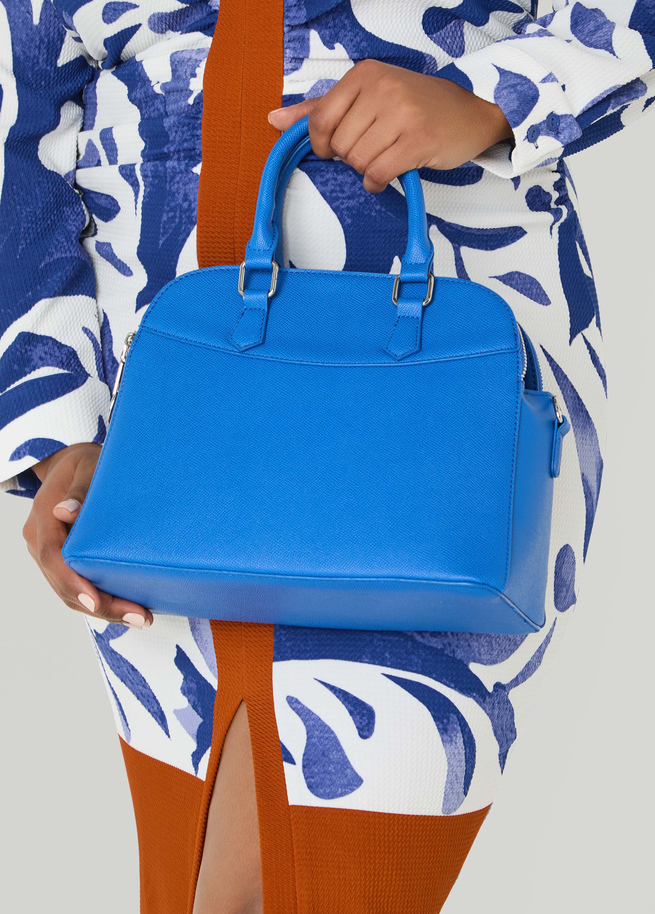 Faux Leather Top Handle Satchel