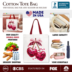 Sequin Cherry Heart Tote Bag
