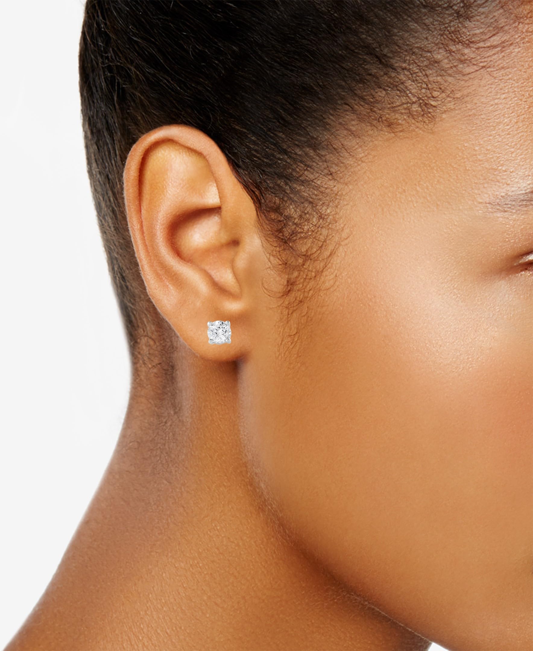 1 Carat Lab Grown Sterling Silver And Yellow Gold Plated Silver Diamond Stud Earrings