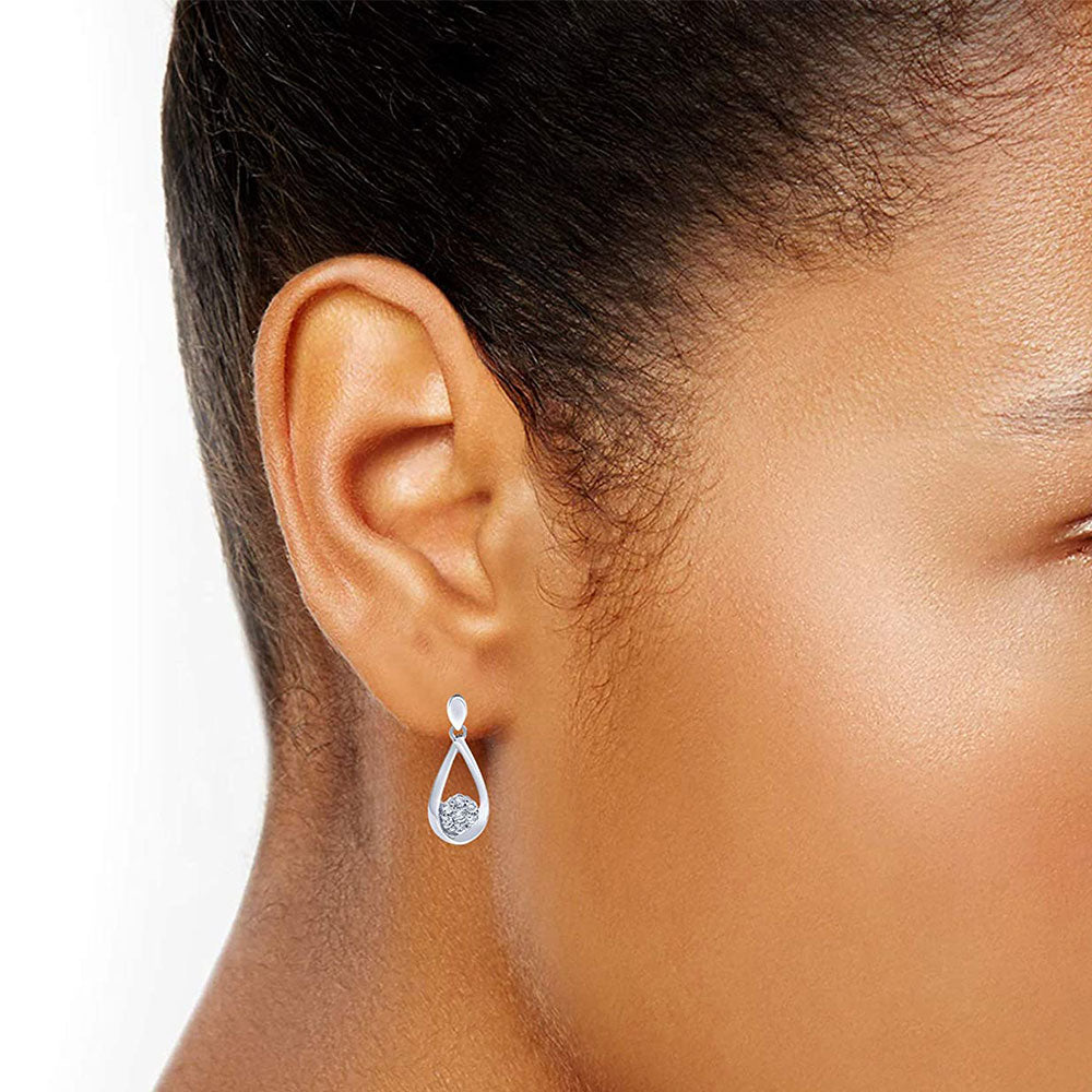 0.30 Carat Sterling Silver Lab Grown Diamond Dangle Drop Earrings Gift Box Set