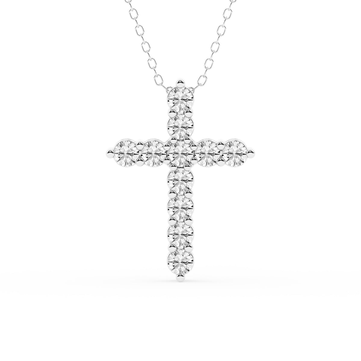1 Carat Round Lab Grown Diamond Cross Pendant Necklace